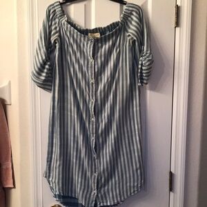 Blue and White Striped Button down dress